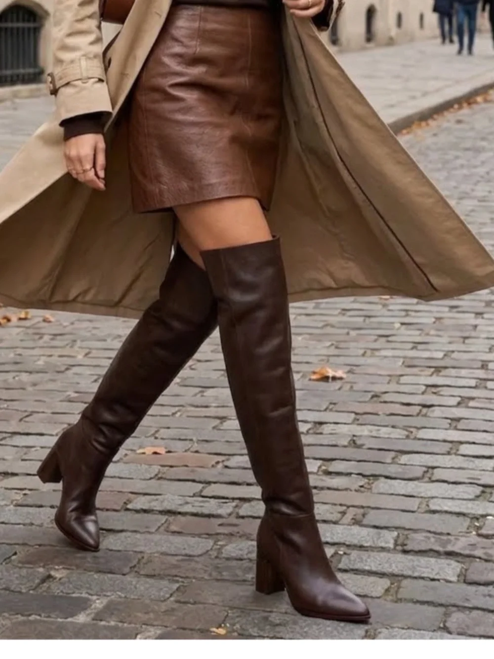 New Shutz Mikki Brown Leather Over the Knee Boots Size 7 Party Office Siren